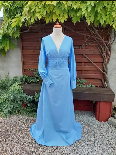 Svetlomodré šaty s dlhým rukávom — MŠ fashion, Kvetoslavov